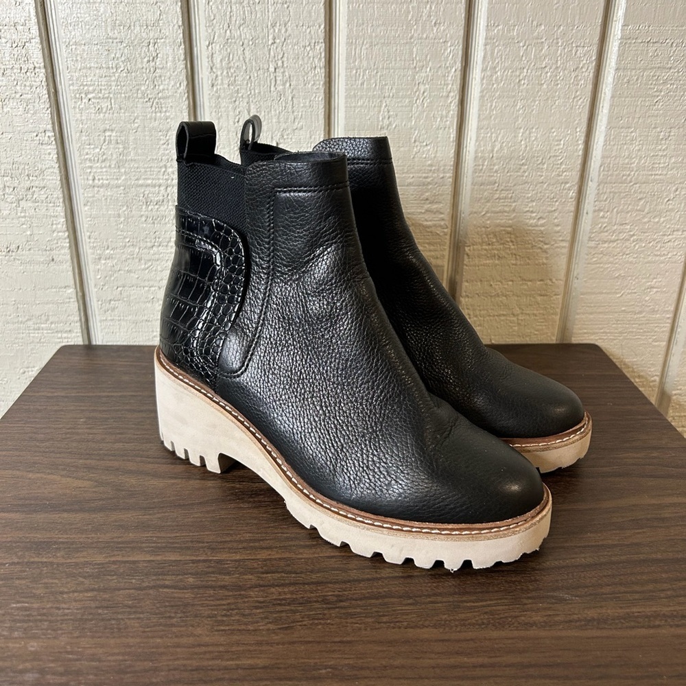 Dolce Vita Huey Lug Sole Chelsea Boots, size 7.  Slight stretching on elastic.